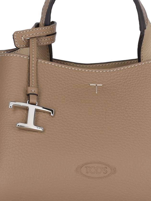 Logo Charm Leather Micro Tote Bag Brown - TOD'S - BALAAN 5