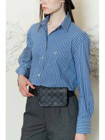 STRIPED CROPPED SHIRTBLUE - AOW - BALAAN 1