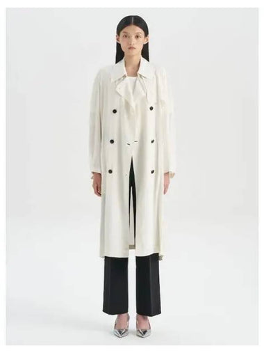 Women s Airy Viscose Double Breasted Trench Coat Jacket Off White Domestic Product - THEORY - BALAAN 1