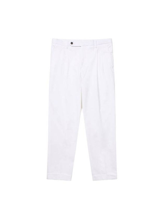 Two-Tuck Tapered Chino Pants White - SOLEW - 2