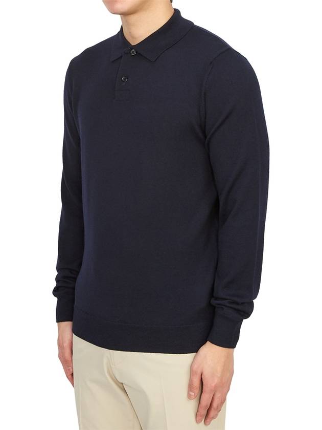 Men's Jerry Wool Long Sleeve Polo Shirt Navy - A.P.C. - BALAAN 3