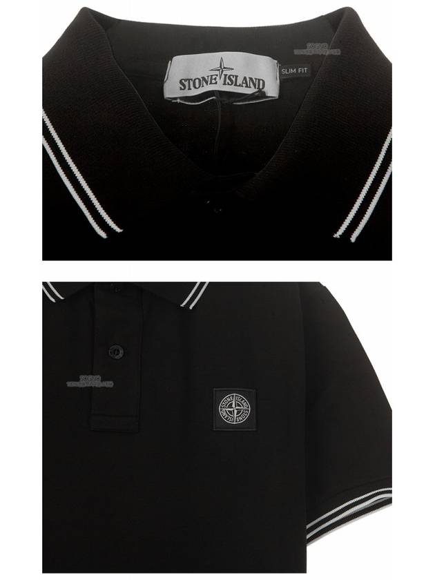 Two-Line Wappen Patch Polo Shirt Black - STONE ISLAND - BALAAN 7