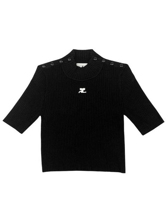 Crop Rib Knit Top Black - COURREGES - BALAAN 2