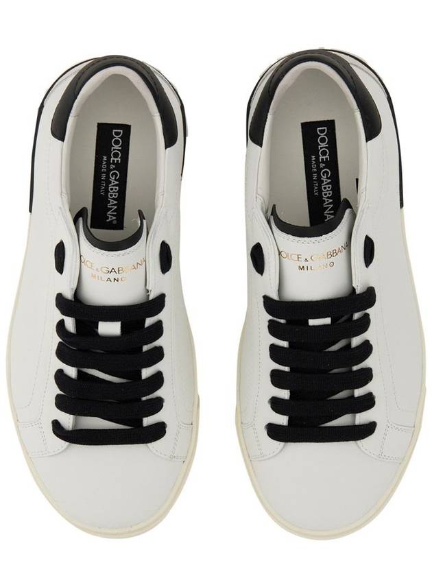 Calfskin Portofino Vintage Sneakers White Black - DOLCE&GABBANA - BALAAN 4