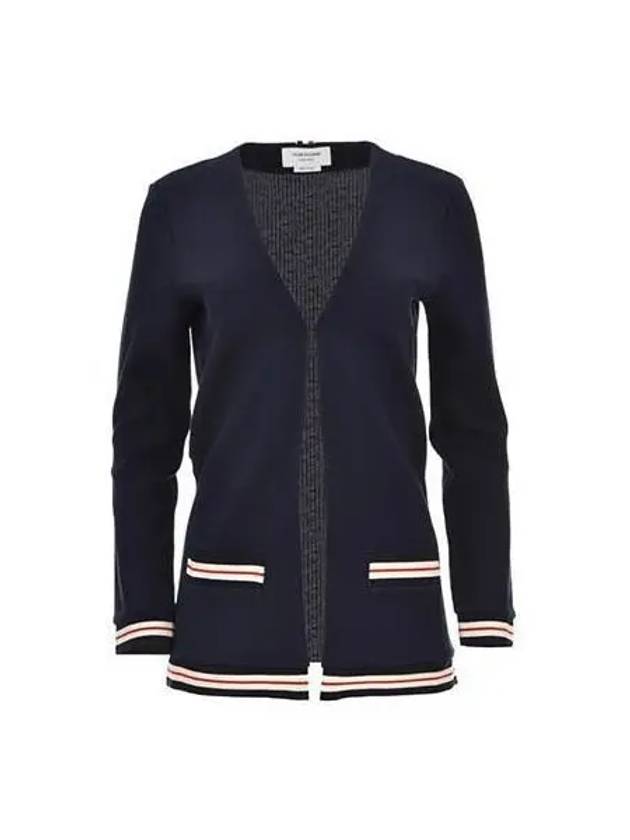 Cardigan Women Lining V neck Navy - THOM BROWNE - BALAAN 1