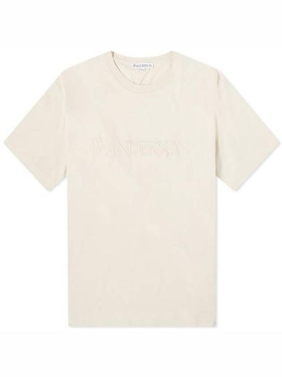 Embroidered Logo Cotton Short Sleeve T-Shirt Beige - JW ANDERSON - BALAAN 2