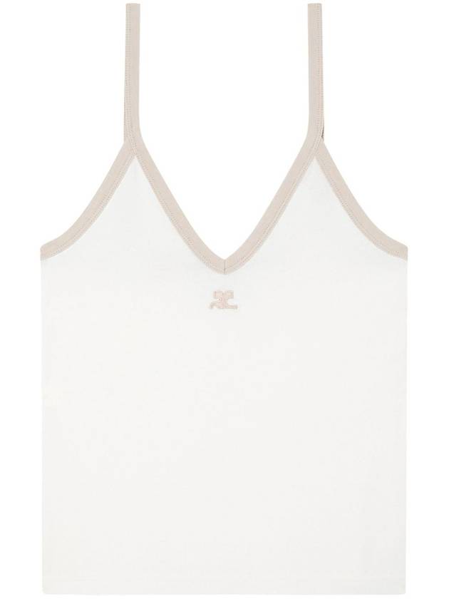 Contrast V-Neck Sleeveless White - COURREGES - BALAAN 2