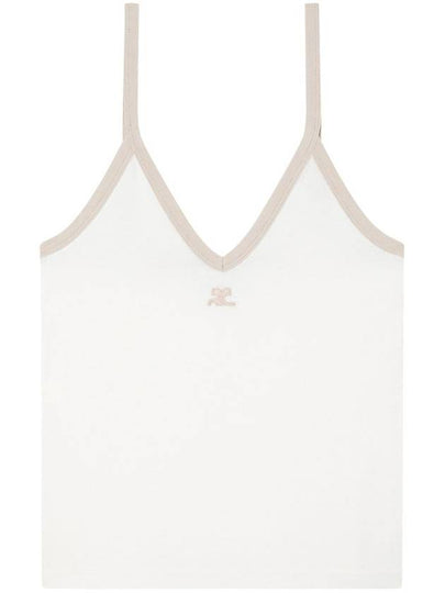 Contrast V-Neck Sleeveless White - COURREGES - BALAAN 2