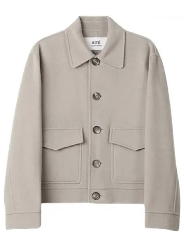 Boxy Fit Double Face Jacket Clay Beige - AMI - BALAAN 2