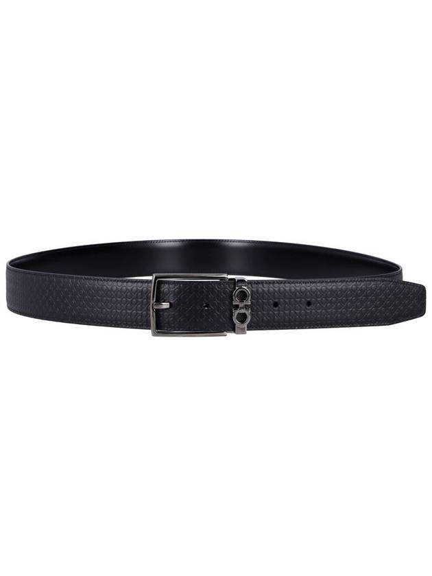 Gancini Reversible Adjustable Leather Belt Black - SALVATORE FERRAGAMO - BALAAN 3