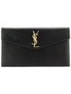 Uptown Grain de Poudre Embossed Leather Clutch Bag Black - SAINT LAURENT - BALAAN 2