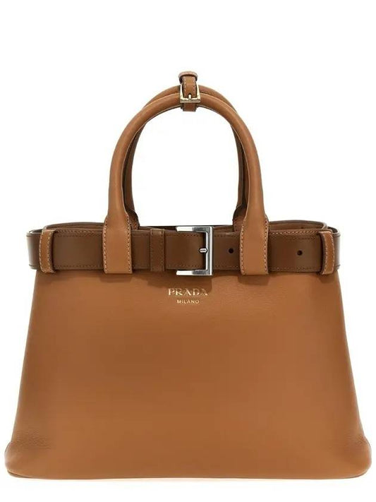 Buckle Medium Tote Bag Caramel - PRADA - BALAAN 1