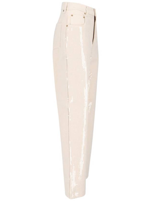 Transparent All Over Sequin Straight Pants Ecru - GOLDEN GOOSE - BALAAN 4