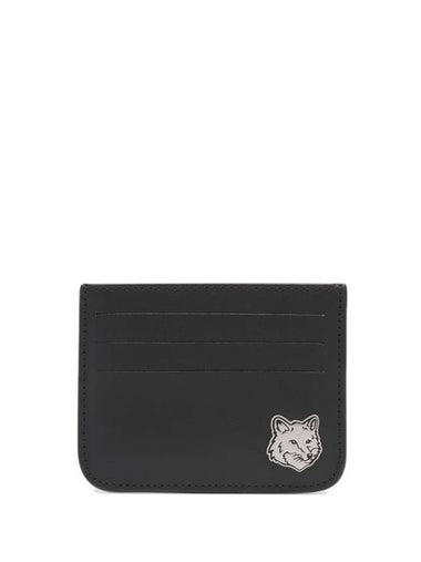 Fox Head Leather Card Wallet Black - MAISON KITSUNE - BALAAN 1