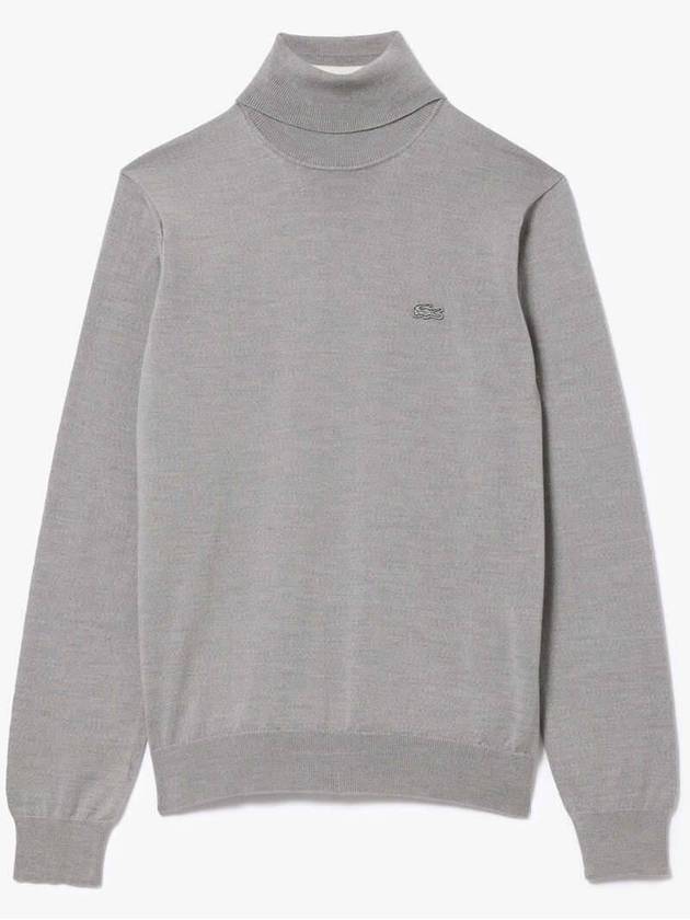 Logo Patch Merino Wool Turtleneck Grey - LACOSTE - BALAAN 2