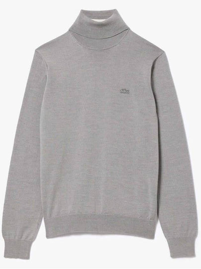 Logo Patch Merino Wool Turtleneck Grey - LACOSTE - BALAAN 2