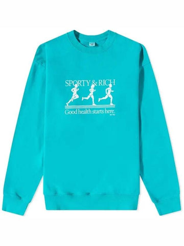 Logo Crew Neck Sweatshirt Green - SPORTY & RICH - BALAAN 1