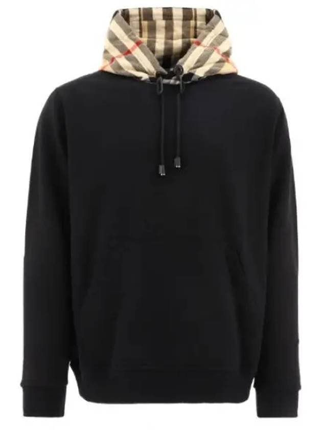 Check Hood Cotton Hoodie Black - BURBERRY - BALAAN 2