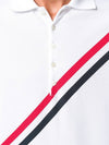 Three Stripes Diagonal Short Sleeve T-Shirt White - THOM BROWNE - BALAAN 6