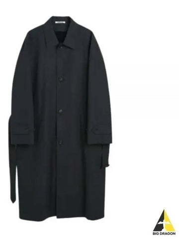 FINX HARD TWIST GABARDINE SOUTIEN COLLAR COAT A23SC01FB INK BLACK CHAMBRAY - AURALEE - BALAAN 1