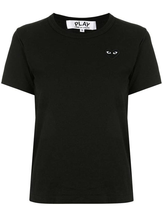 Women's Small Black Heart Logo Short Sleeve T-Shirt Black - COMME DES GARCONS - BALAAN 1