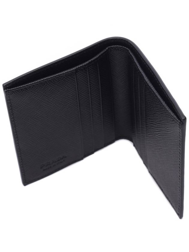 Saffiano Triangle Logo Half Wallet Black - PRADA - BALAAN 7