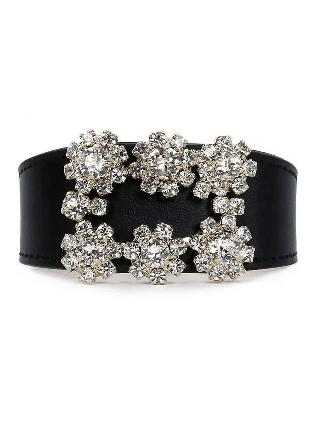 Women's Flower Strass Buckle Bracelet Black - ROGER VIVIER - BALAAN 4