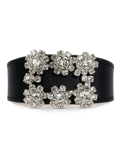 Women's Flower Strass Buckle Bracelet Black - ROGER VIVIER - BALAAN 2