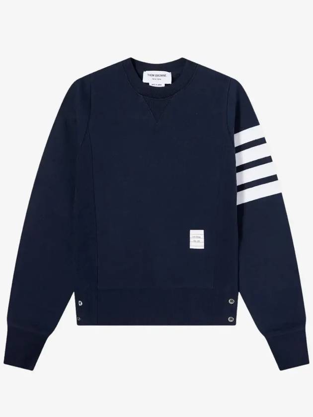 Engineered 4 Bar Stripe Loopback Jersey Knit Crewneck Sweatshirt Navy - THOM BROWNE - BALAAN 2