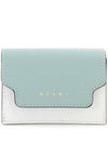 Saffiano Color Block Tri-Fold Half Wallet Blue - MARNI - BALAAN 1