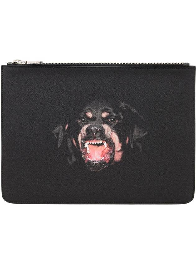 Rottweiler Printed Leather Clutch Bag Black - GIVENCHY - BALAAN 2