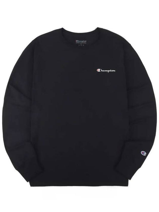 Classic Script Logo Crew Neck Cotton Sweatshirt Black - CHAMPION - BALAAN 1