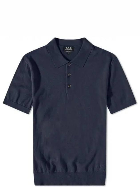 APC New Gregory Short Sleeve Polo Shirt Dark Navy COGCNH23193IAK 997580 - A.P.C. - BALAAN 1