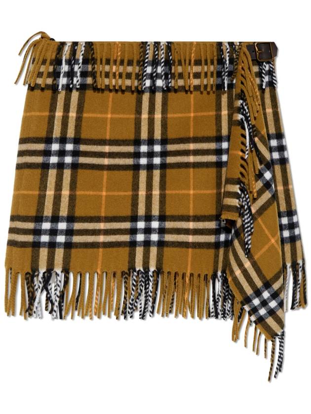 Check Wool Cashmere A-Line Skirt Oxide - BURBERRY - BALAAN 2