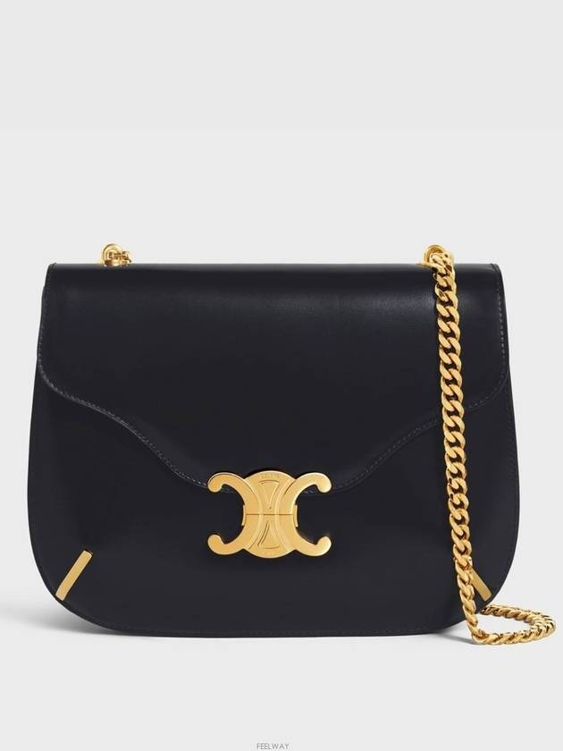 Chain Besace Triomphe Leather Shoulder Bag Black - CELINE - BALAAN 3