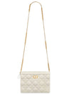 Caro Supple Cannage Calfskin Chain Zipper Cross Pouch Bag Latte - DIOR - BALAAN 1