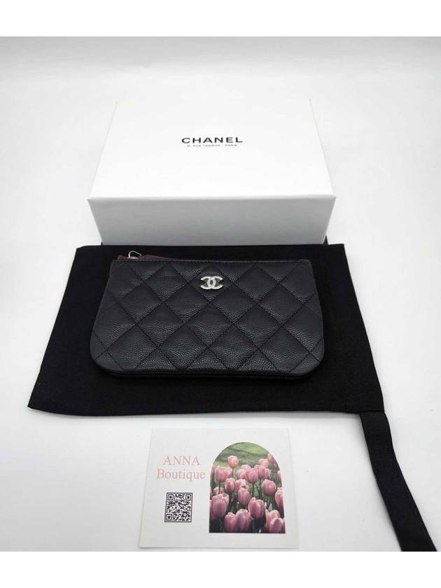 Silver CC Logo Small Calfskin Pouch Bag Black - CHANEL - BALAAN 3