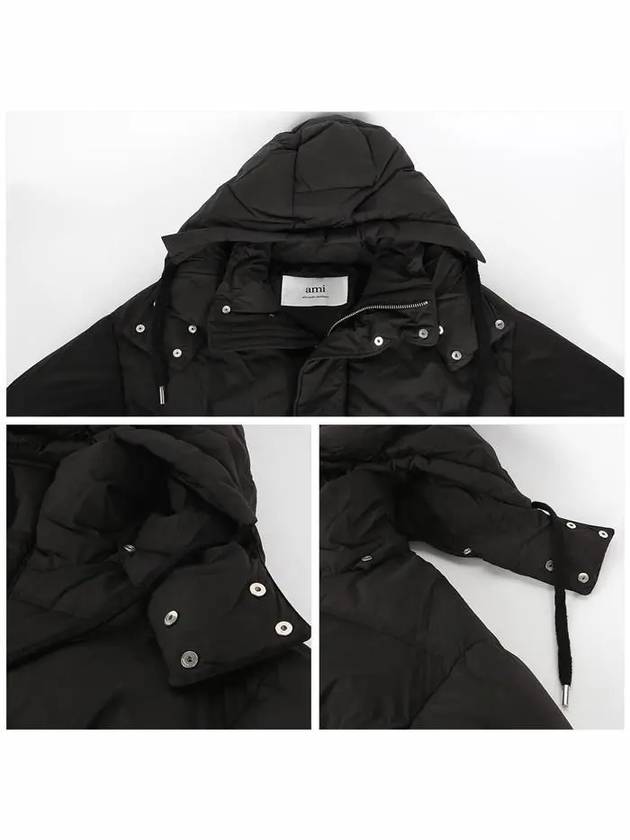 Oversized Nylon Puffer Down Jacket Black - AMI - BALAAN 6