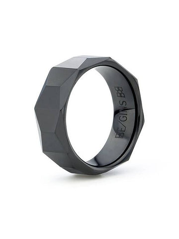 Unisex black cut ceramic ring - BE/GINS - BALAAN 1