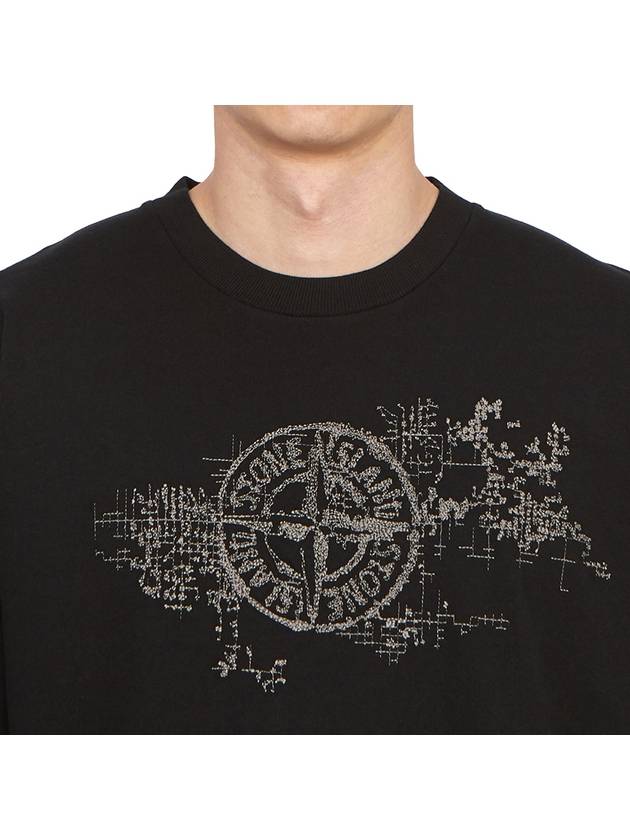 Camo Three Embroidery Regular Fit Cotton Jersey Short Sleeve T-Shirt Black - STONE ISLAND - BALAAN 6