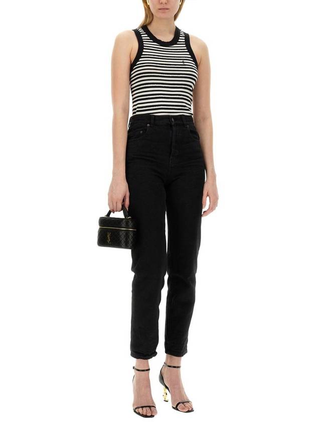 Vanessa Denim Straight Jeans Black - SAINT LAURENT - BALAAN 3