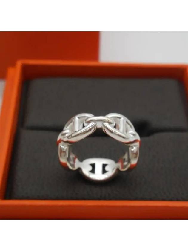 Small Chaine D'Ancre Enchainee Ring Silver - HERMES - BALAAN 3