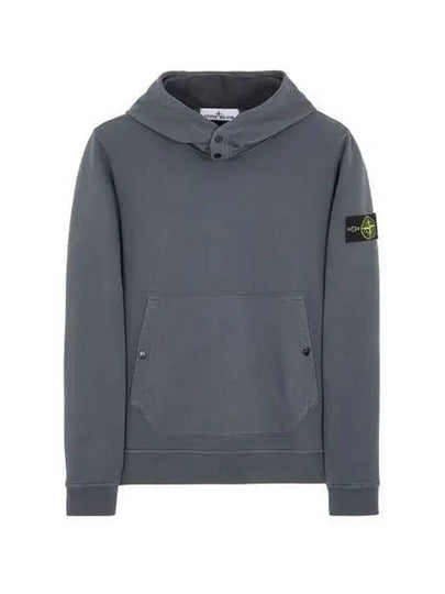 Snap Brushed Cotton Fleece Hoodie Lead Grey - STONE ISLAND - BALAAN 2