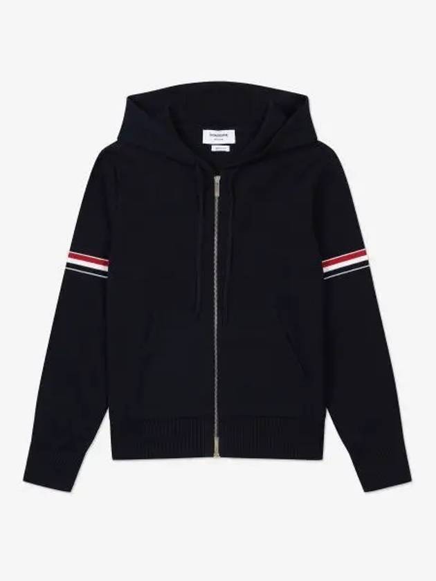 Cotton Milano Armband Zip Up Hoodie Navy - THOM BROWNE - BALAAN 2