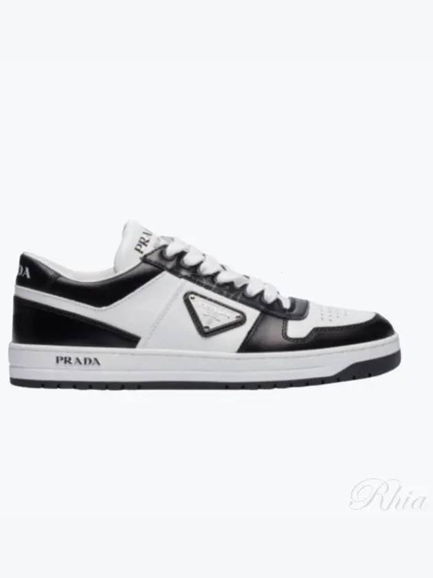 Downtown Perforated Leather Low Top Sneakers White Black - PRADA - BALAAN 2