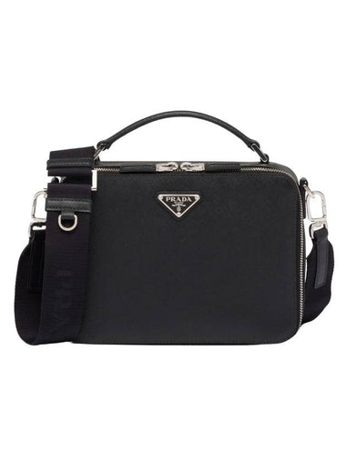 Brique Saffiano Leather Cross Bag Black - PRADA - BALAAN 1