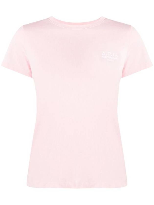 Denise Logo Cotton Short Sleeve T-shirt Pink - A.P.C. - BALAAN 1