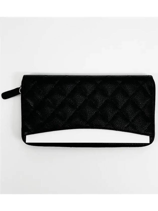 Classic Caviar Silver Zipper Long Wallet Black - CHANEL - BALAAN 4