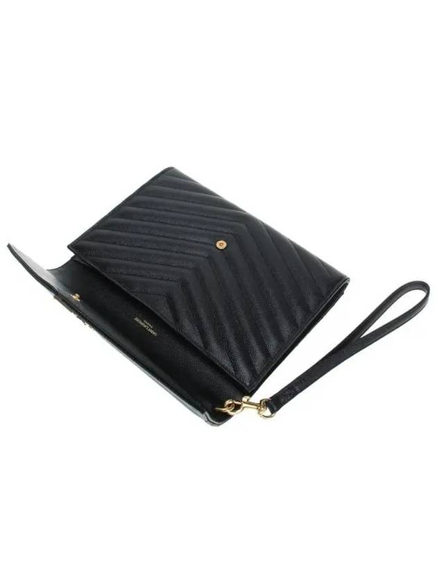 Grain De Poudre Cassandre Clutch Bag Black - SAINT LAURENT - BALAAN 7