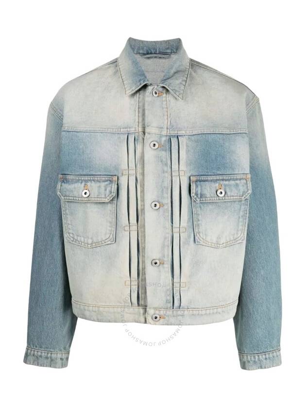 Kenzo Men's Faded Blue Bleach Dirty Trucker Denim Jacket, Size Small - KENZO - BALAAN 1